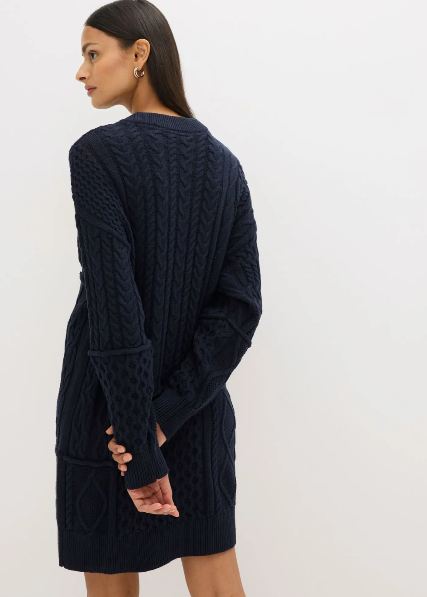 bonprix bonprix Vestidos|Ropa De Punto>Vestido de punto con patrón trenzado azul tinta