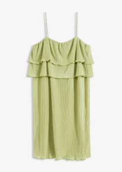 bonprix bonprix Vestidos>Vestido de punto con plisado Verde ámbar