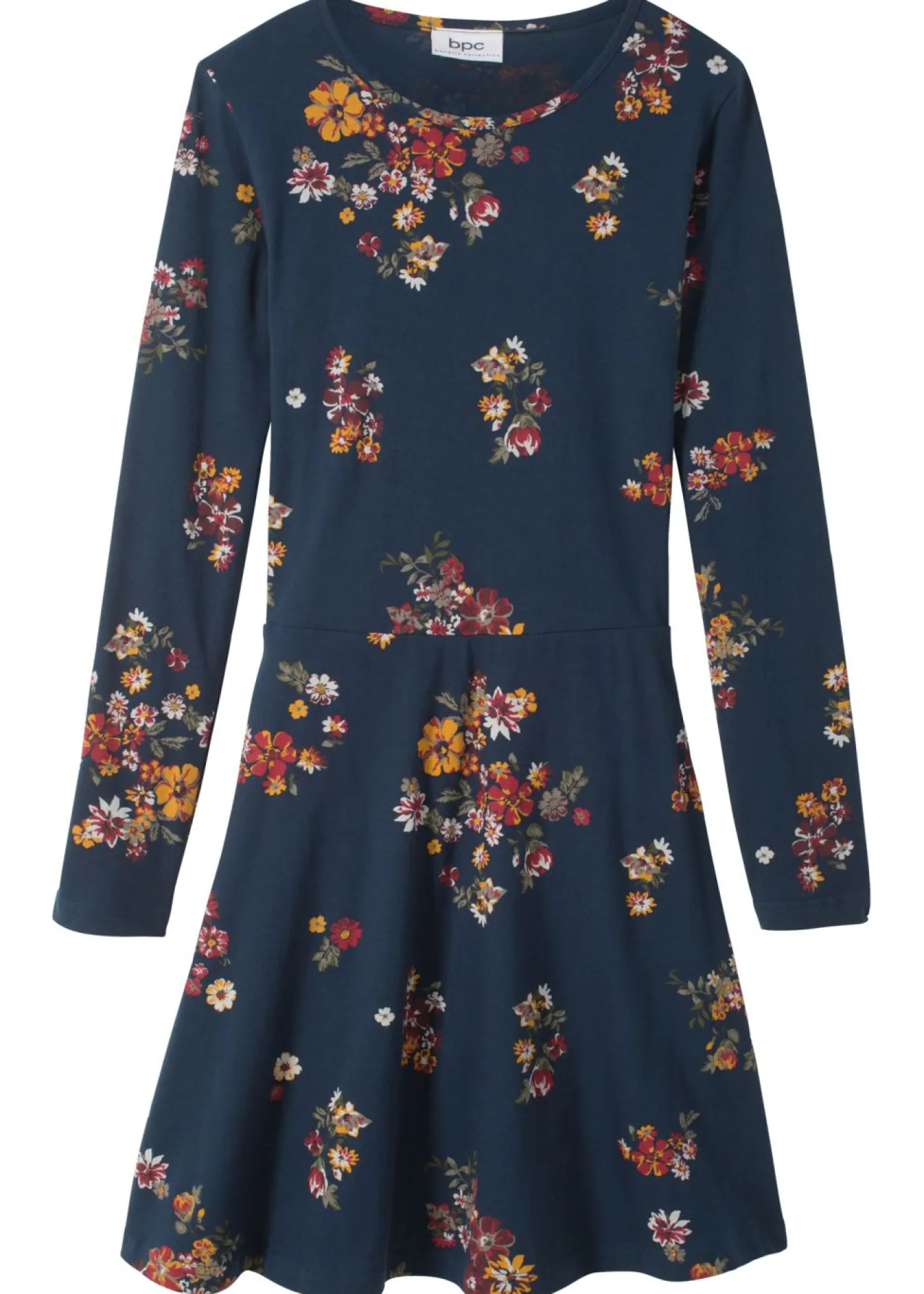 bonprix bonprix Ropa 9 A 16 Años·Vestidos Y Monos>Vestido de punto de algodón orgánico puro azul marino con flores