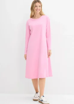 bonprix bonprix Básicos|Vestidos>Vestido de punto de algodón orgánico puro pesado Rosa