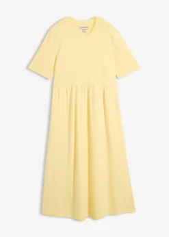 bonprix bonprix Vestidos|Novedades>Vestido de punto de algodón puro Amarillo claro