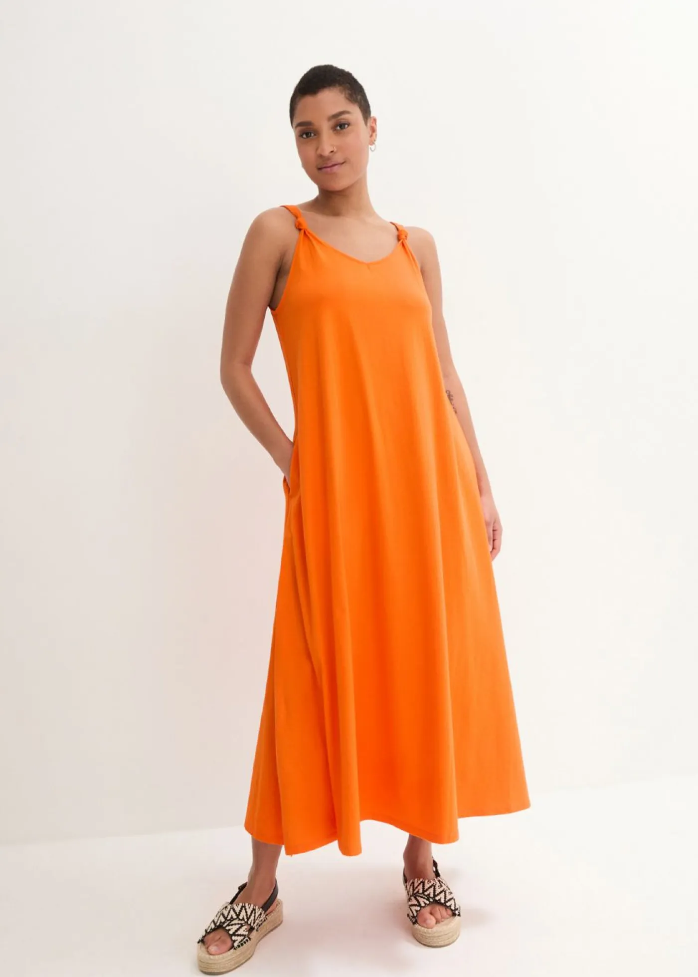 bonprix bonprix Vestidos>Vestido de punto de algodón puro Naranja cálido