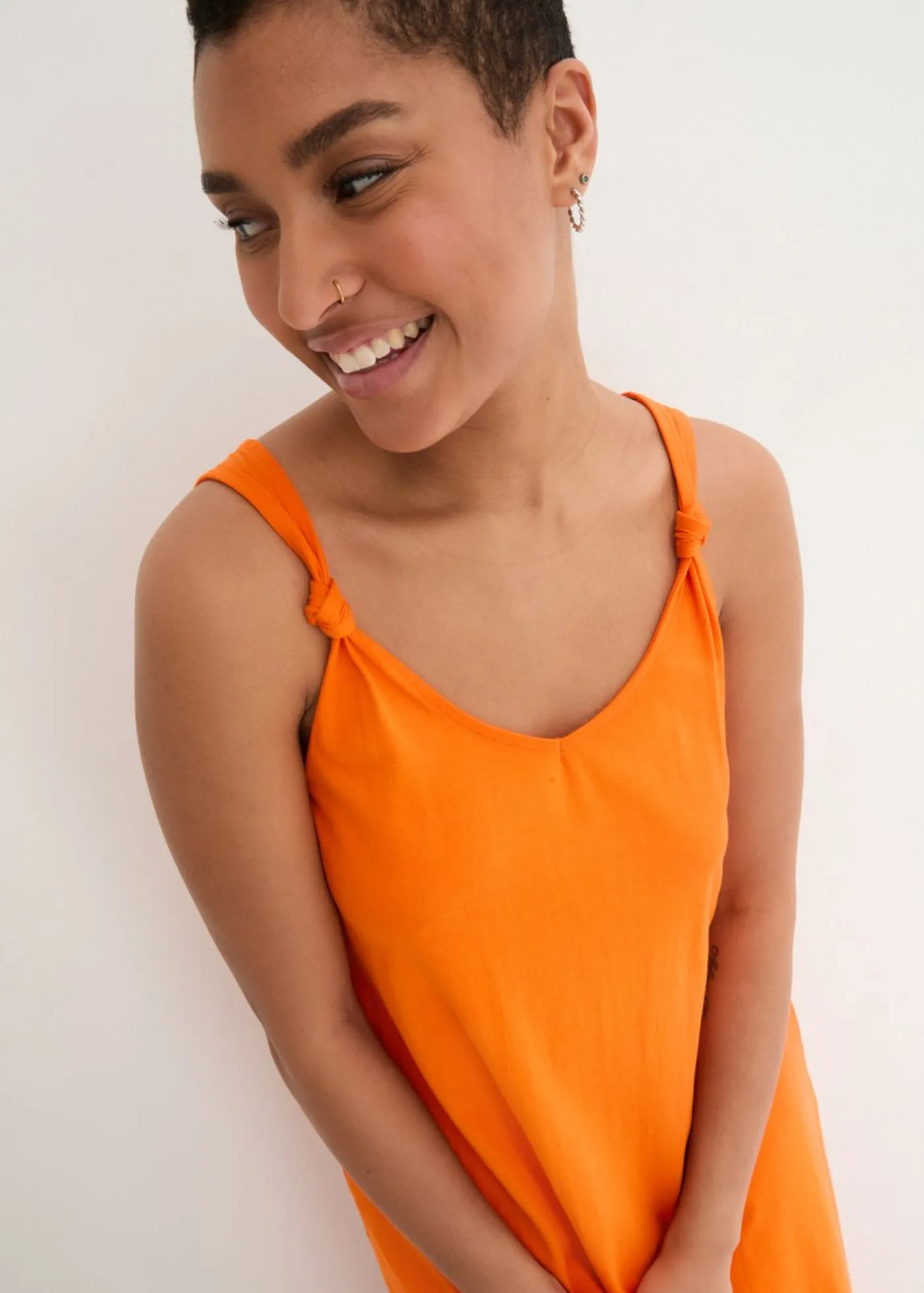 bonprix bonprix Vestidos>Vestido de punto de algodón puro Naranja cálido