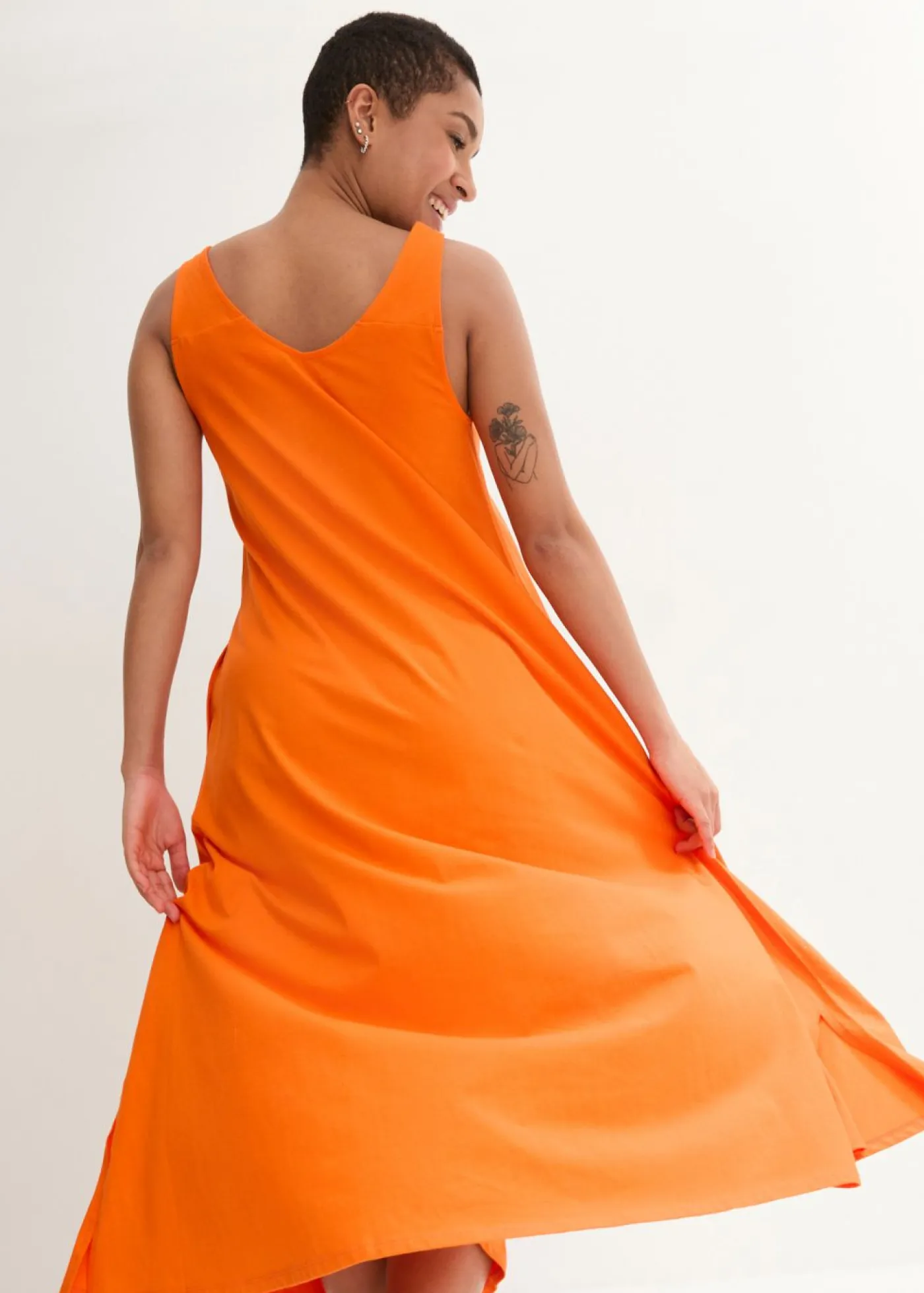 bonprix bonprix Vestidos>Vestido de punto de algodón puro Naranja cálido