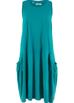 bonprix bonprix Vestidos>Vestido de punto de algodón con bolsillos Turquesa cobalto