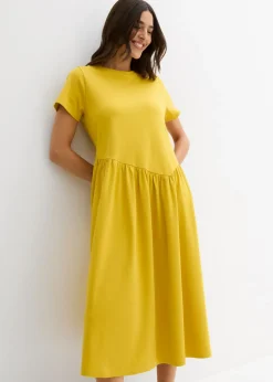 bonprix bonprix Vestidos>Vestido de punto de algodón orgánico puro curry limón