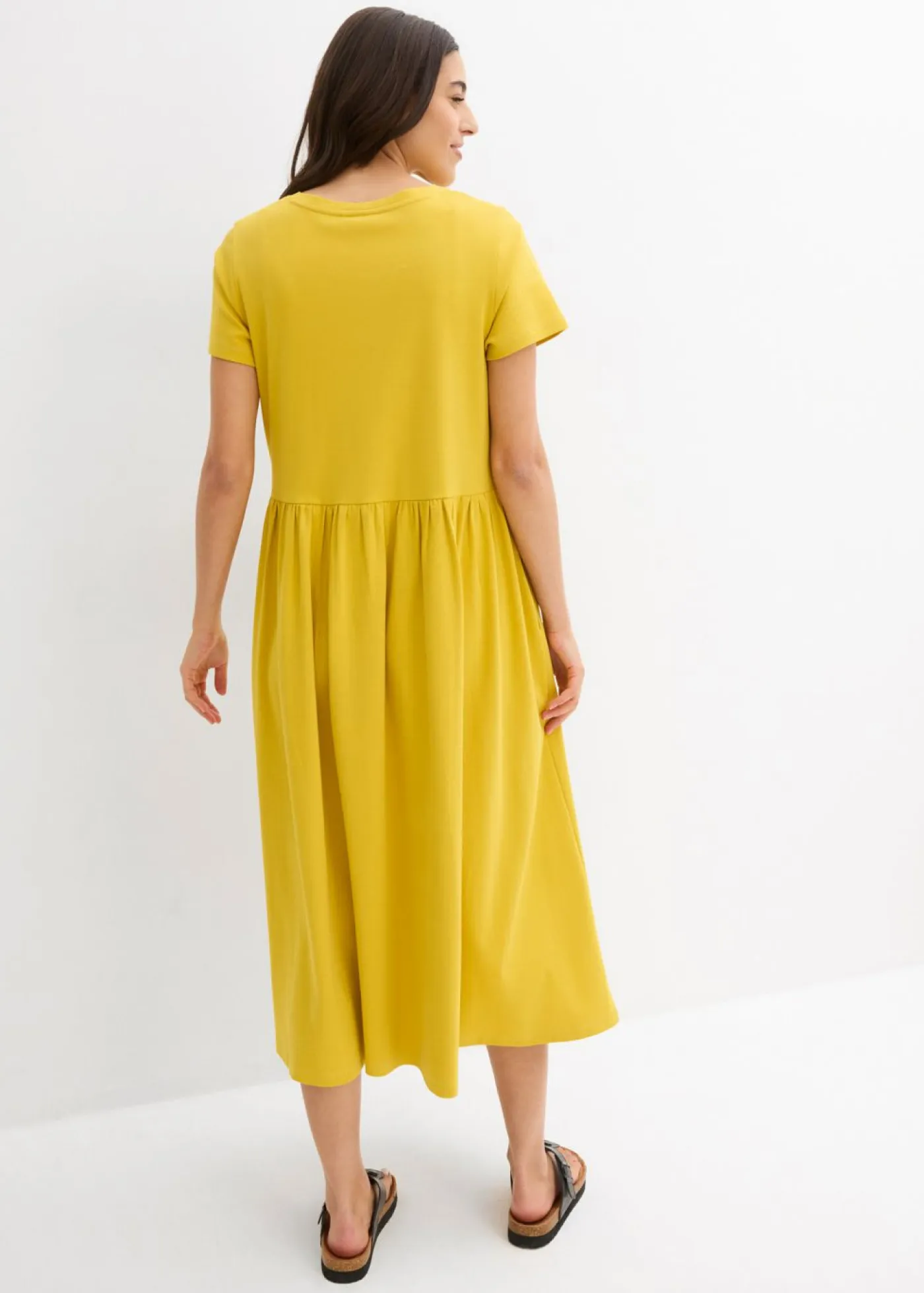 bonprix bonprix Vestidos>Vestido de punto de algodón orgánico puro curry limón