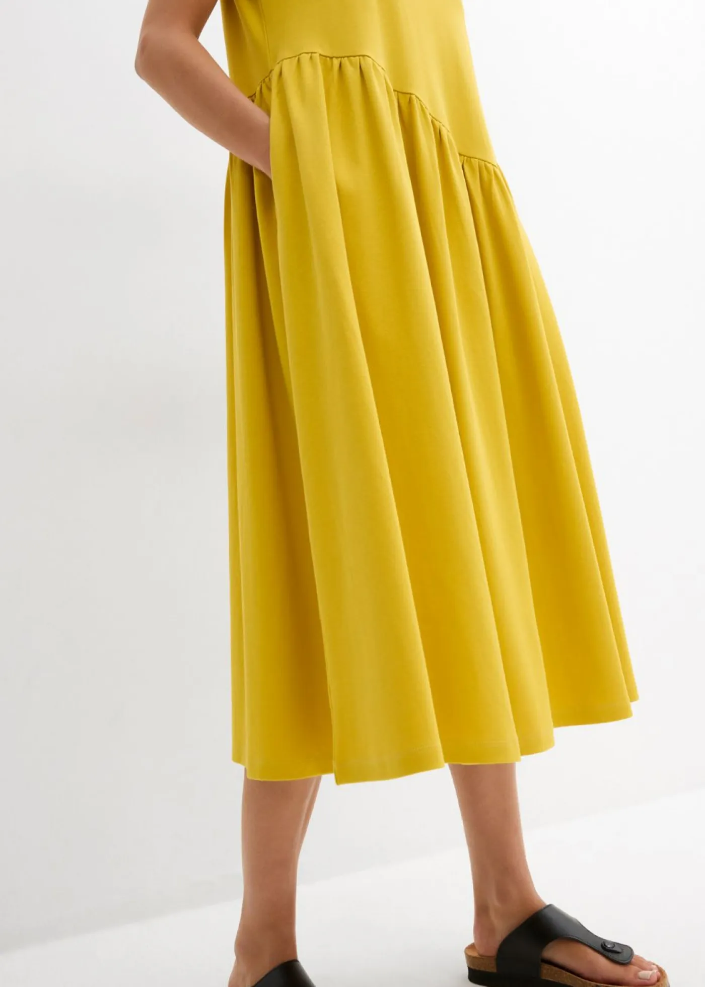 bonprix bonprix Vestidos>Vestido de punto de algodón orgánico puro curry limón