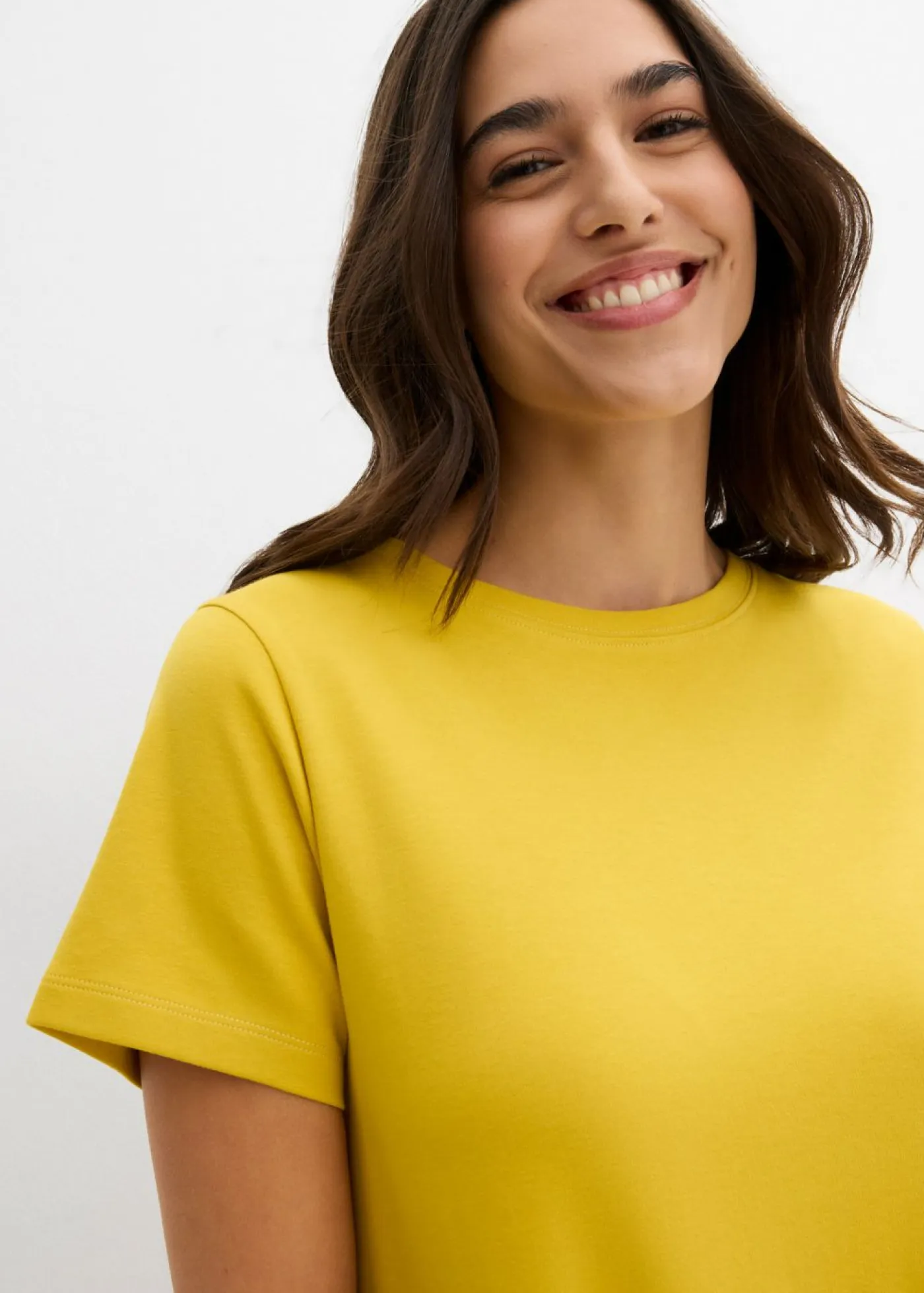 bonprix bonprix Vestidos>Vestido de punto de algodón orgánico puro curry limón