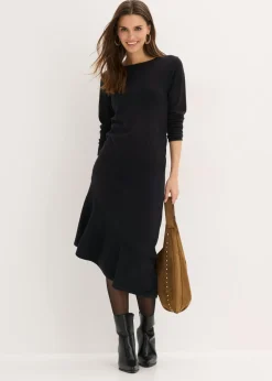 Mujer bonprix bonprix Vestido de punto de algodón y cachemir con dobladillo asimétrico