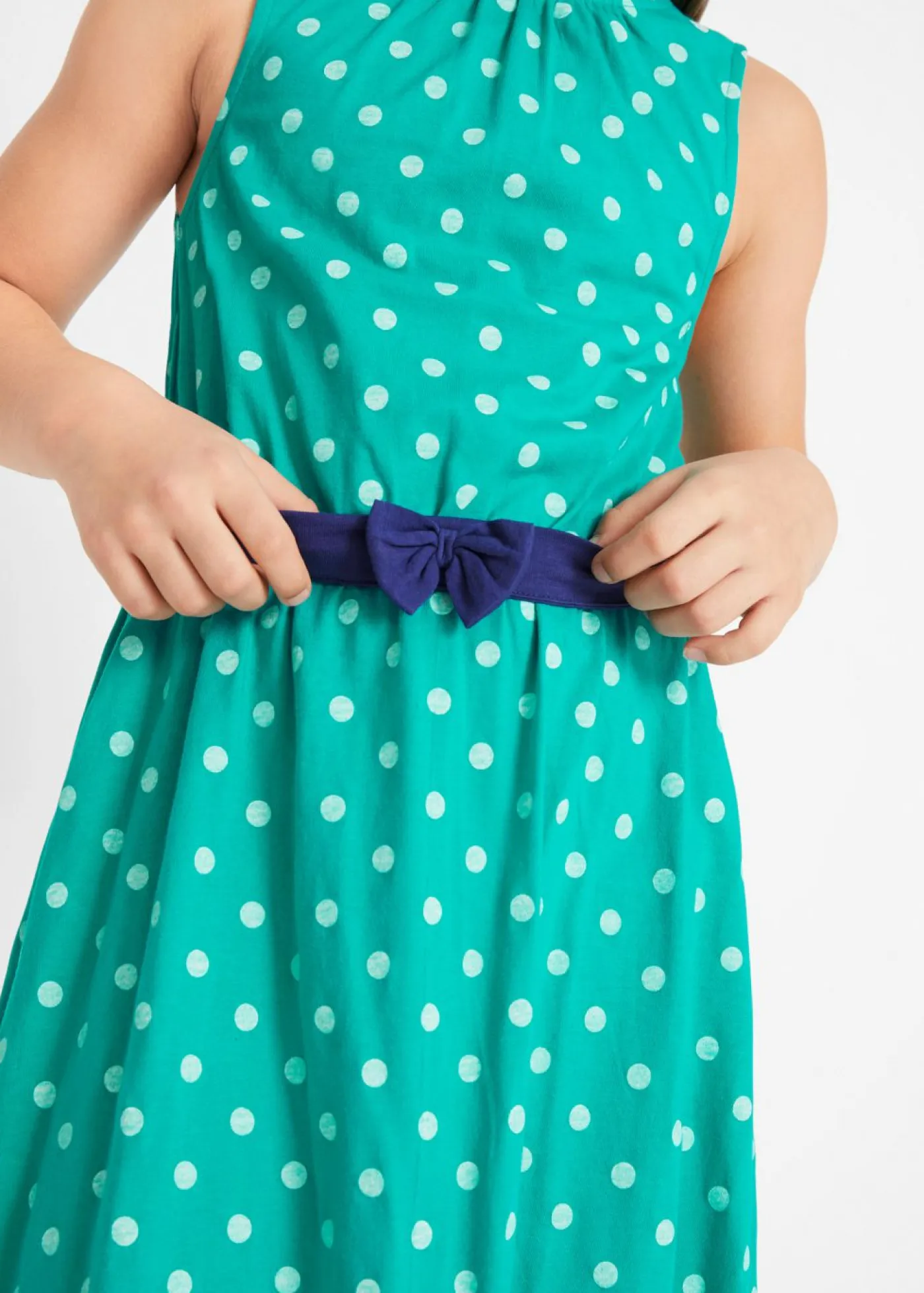 bonprix bonprix Ropa 9 A 16 Años·Vestidos Y Monos>Vestido de punto de algodón orgánico puro esmeralda topos