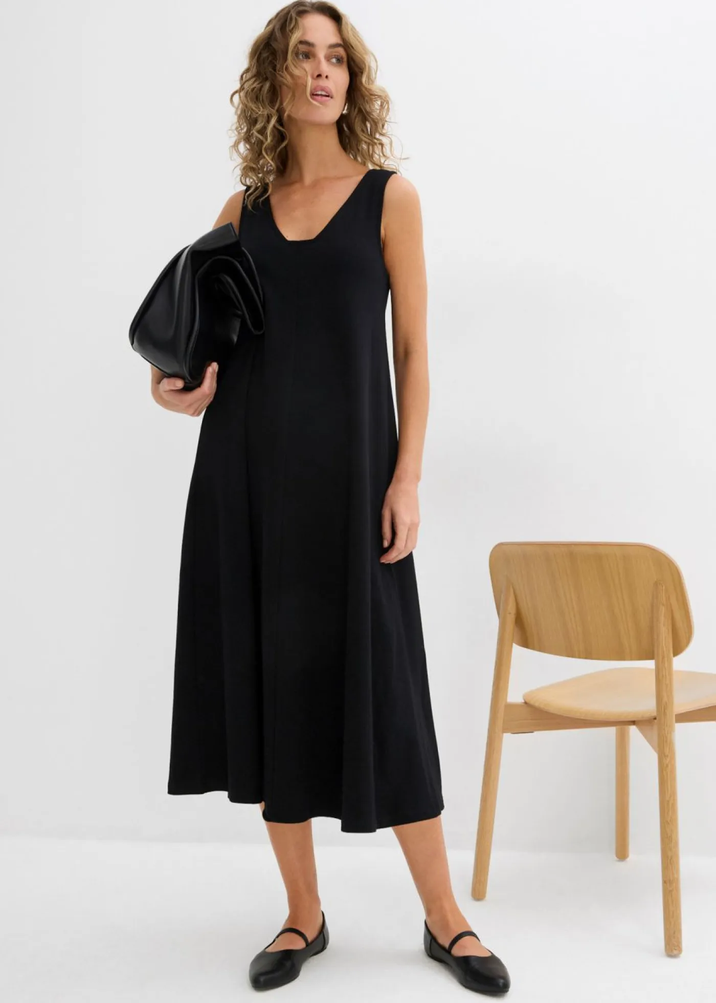 bonprix bonprix Esenciales|Vestidos>Vestido de punto de algodón orgánico puro Negro