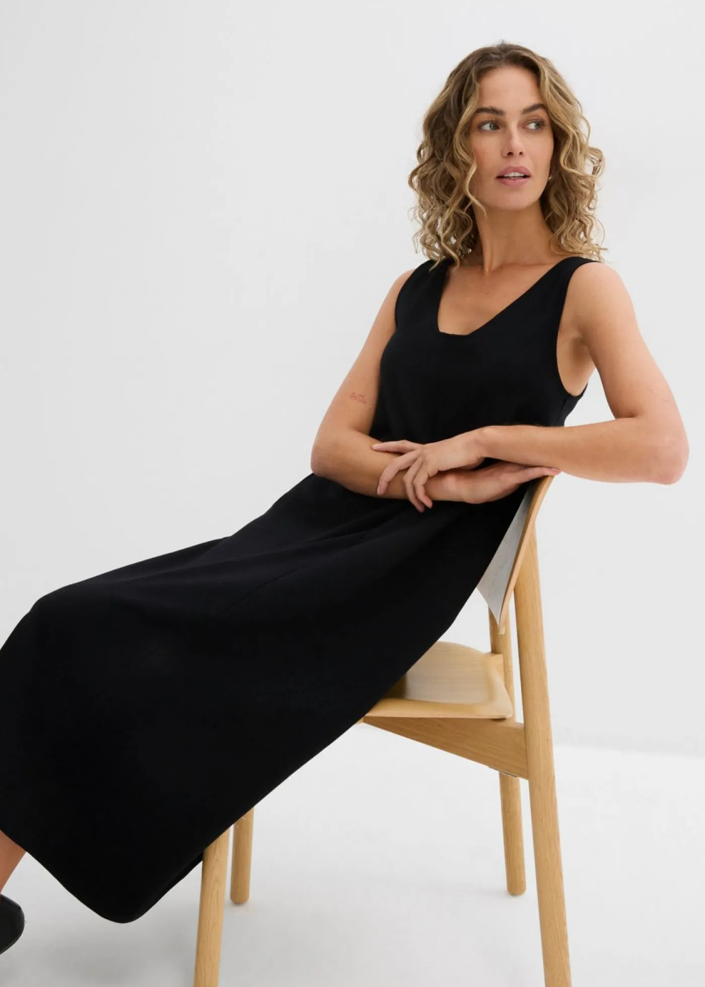 bonprix bonprix Esenciales|Vestidos>Vestido de punto de algodón orgánico puro Negro