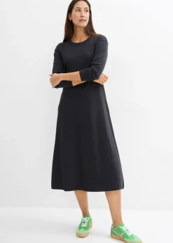 bonprix bonprix Básicos|Vestidos>Vestido de punto de algodón orgánico puro pesado Negro