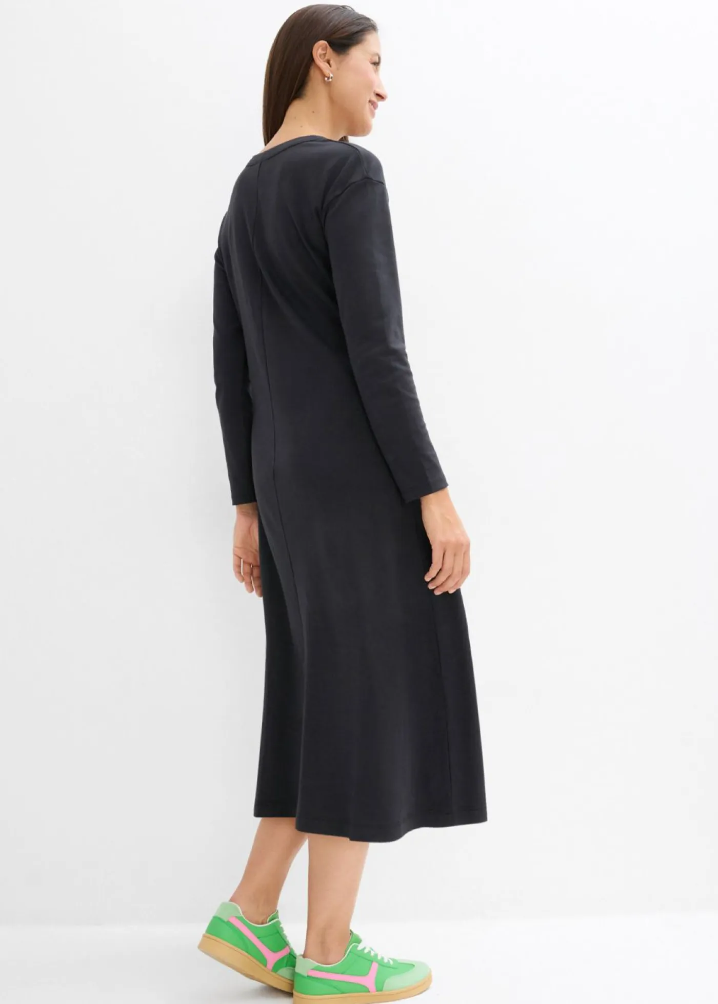 bonprix bonprix Básicos|Vestidos>Vestido de punto de algodón orgánico puro pesado Negro