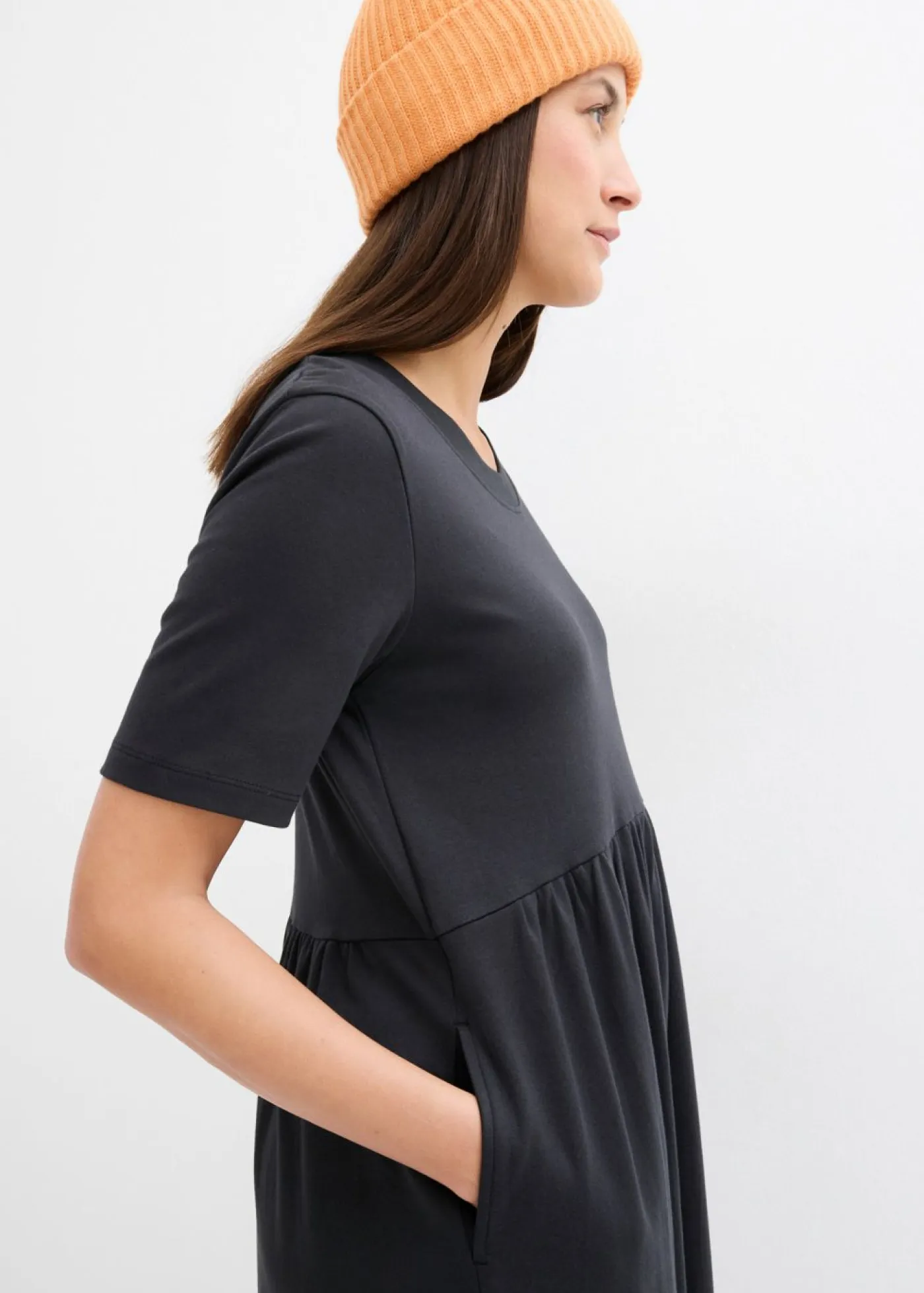 bonprix bonprix Vestidos|Novedades>Vestido de punto de algodón puro Negro
