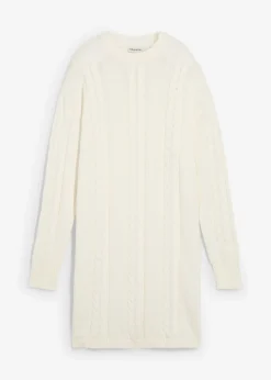 bonprix bonprix Vestidos|Ropa De Punto>Vestido de punto de algodón puro Blanco lana