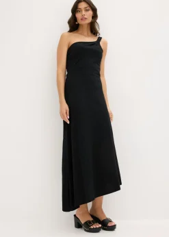 Mujer bonprix bonprix Vestido de punto de algodón con dobladillo asimétrico y detalle de nudo en el hombro