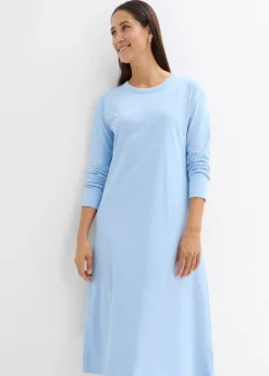 bonprix bonprix Básicos|Vestidos>Vestido de punto de algodón orgánico puro pesado Azul claro