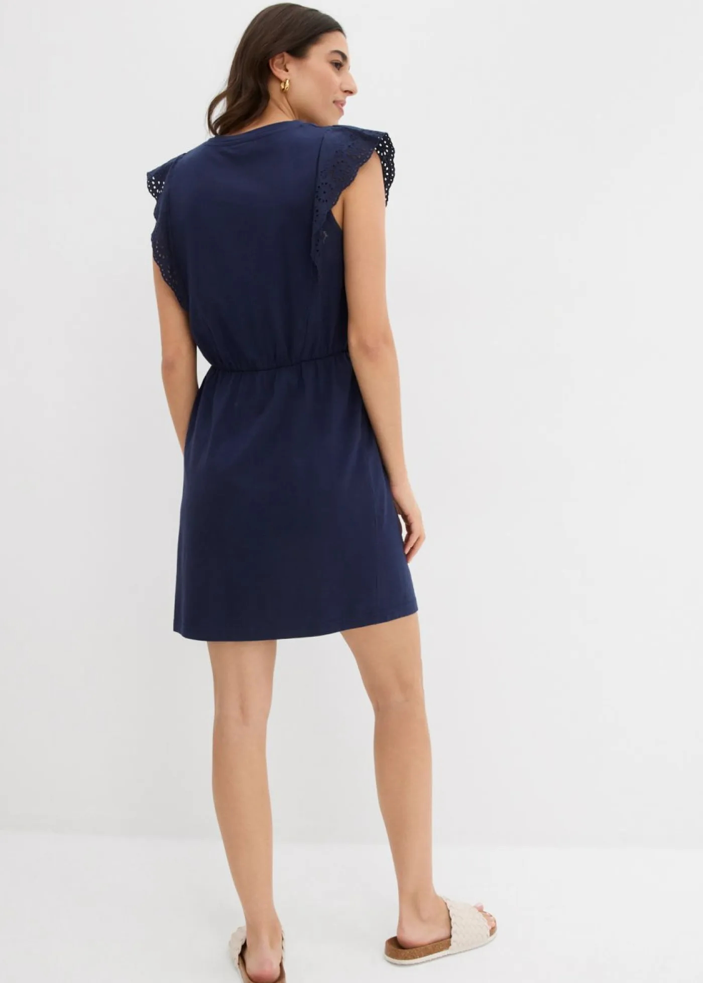 bonprix bonprix Vestidos>Vestido de punto de algodón puro Azul marino