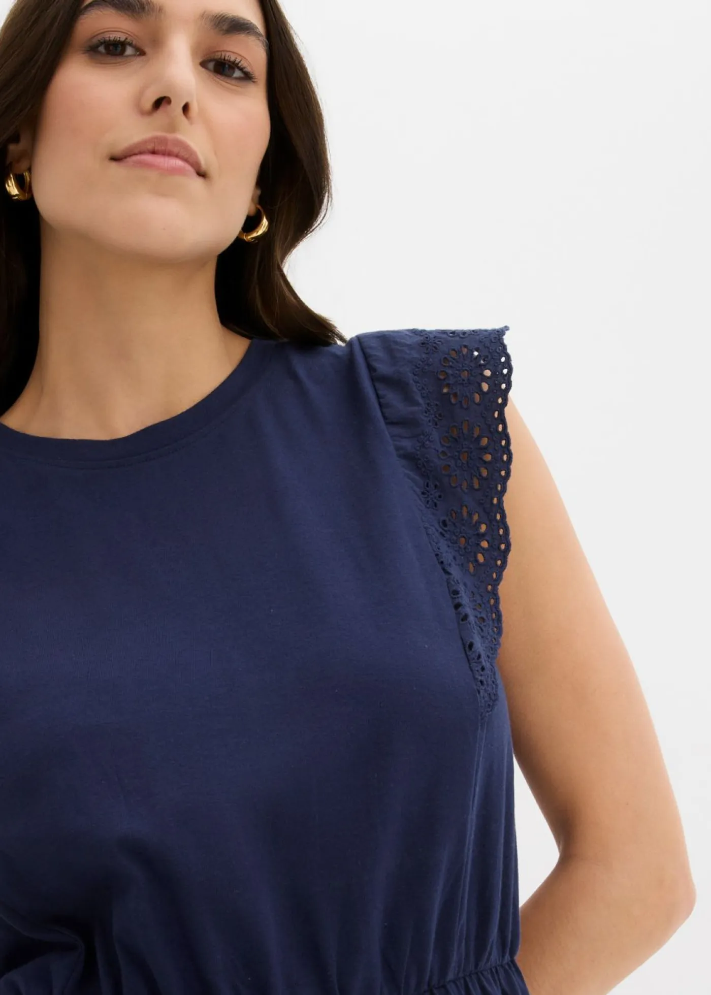 bonprix bonprix Vestidos>Vestido de punto de algodón puro Azul marino