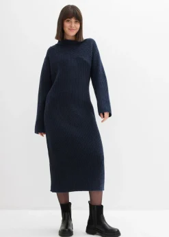 bonprix bonprix Vestidos|Ropa De Punto>Vestido de punto de canalé Azul marino