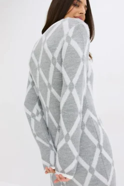 Mujer bonprix bonprix Vestido de punto de hilo metálico con estampado de rombos