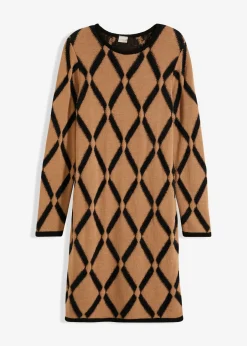 Mujer bonprix bonprix Vestido de punto de hilo metálico con estampado de rombos