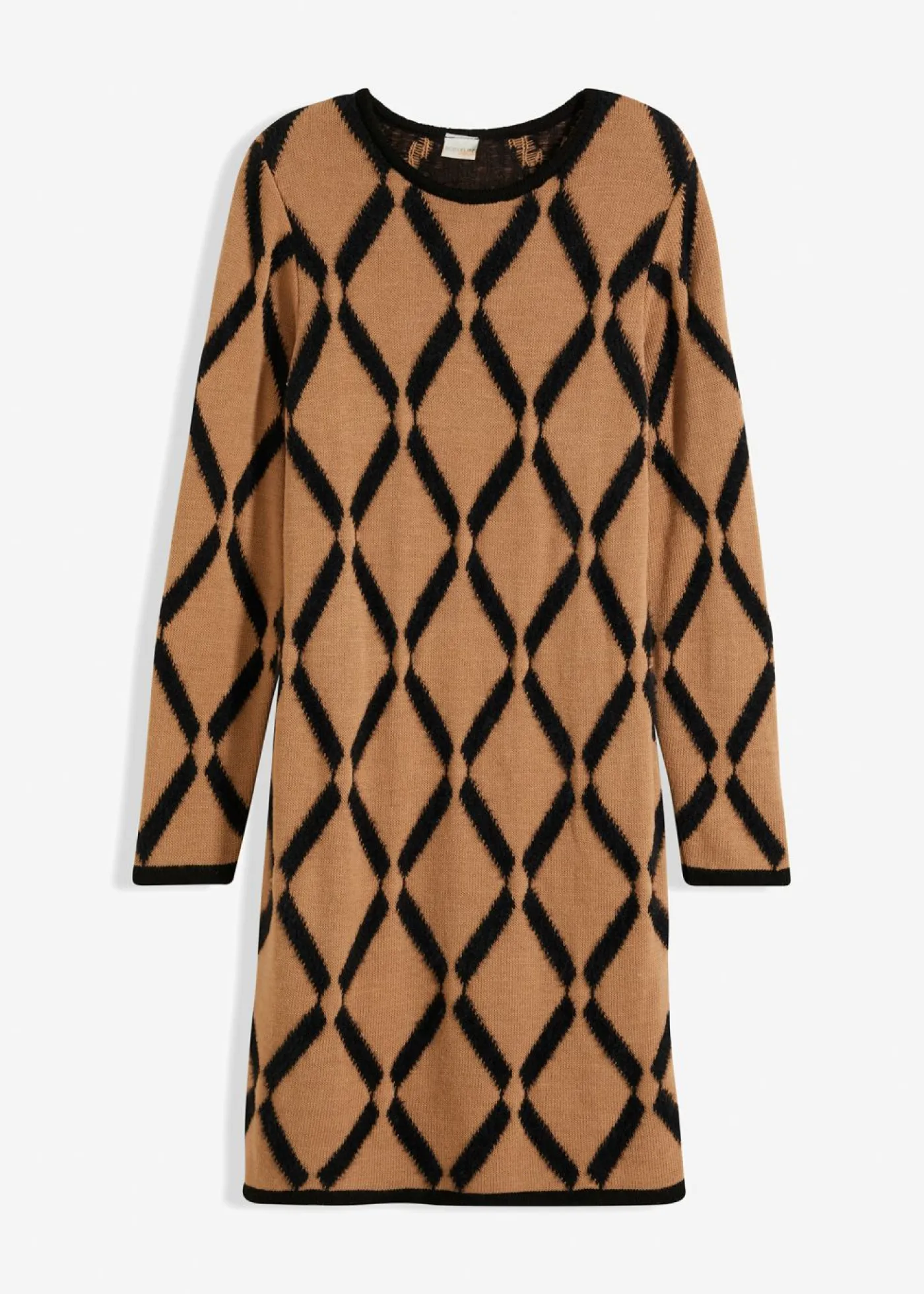 Mujer bonprix bonprix Vestido de punto de hilo metálico con estampado de rombos