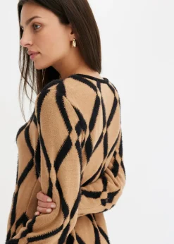 Mujer bonprix bonprix Vestido de punto de hilo metálico con estampado de rombos