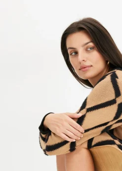 Mujer bonprix bonprix Vestido de punto de hilo metálico con estampado de rombos