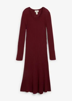 bonprix bonprix Premium|Vestidos>Vestido de punto de lana merina rojo avellana