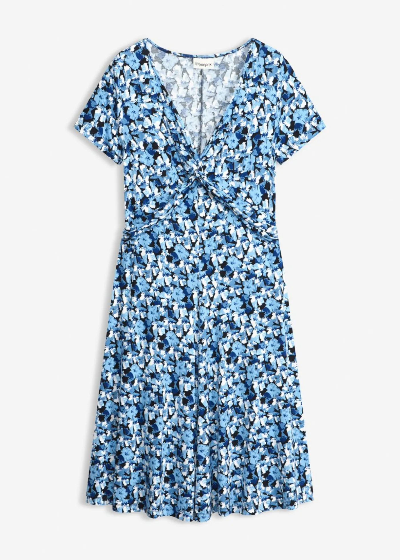 bonprix bonprix Vestidos>Vestido de punto de mezcla de viscosa Azul genciana de flores