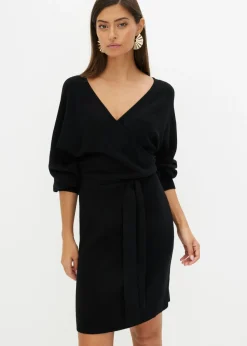 bonprix bonprix Vestidos>Vestido de punto de mezcla de viscosa Negro