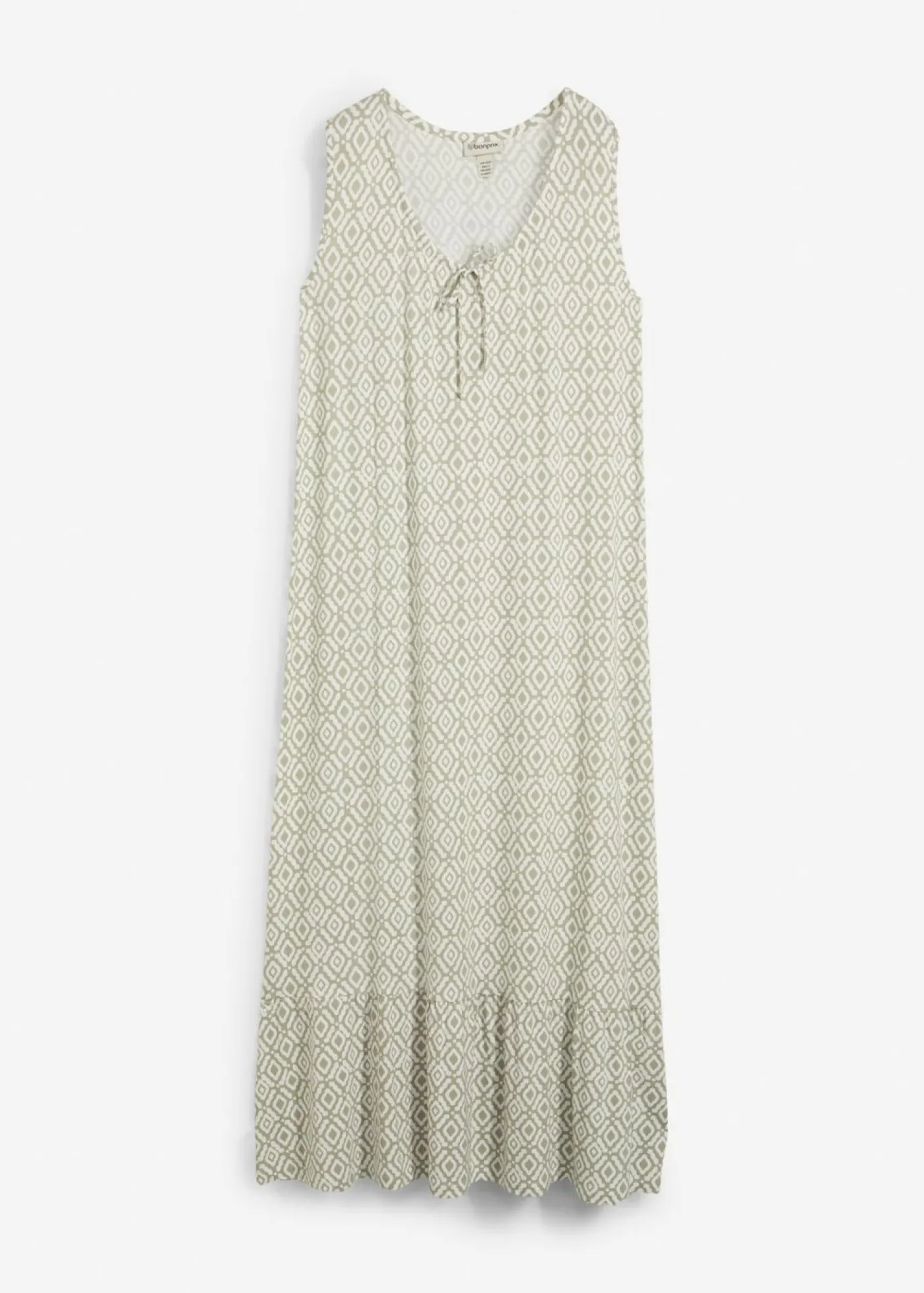 bonprix bonprix Vestidos>Vestido de punto de mezcla de viscosa verde alga-blanco lana
