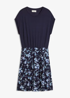 bonprix bonprix Vestidos>Vestido de punto de mezcla de viscosa azul marino / azul pálido con flores