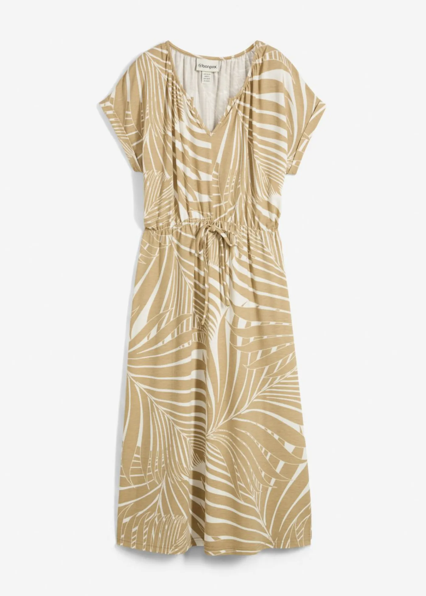 bonprix bonprix Vestidos>Vestido de punto de mezcla de viscosa fluida blanco lana-beige nuevo