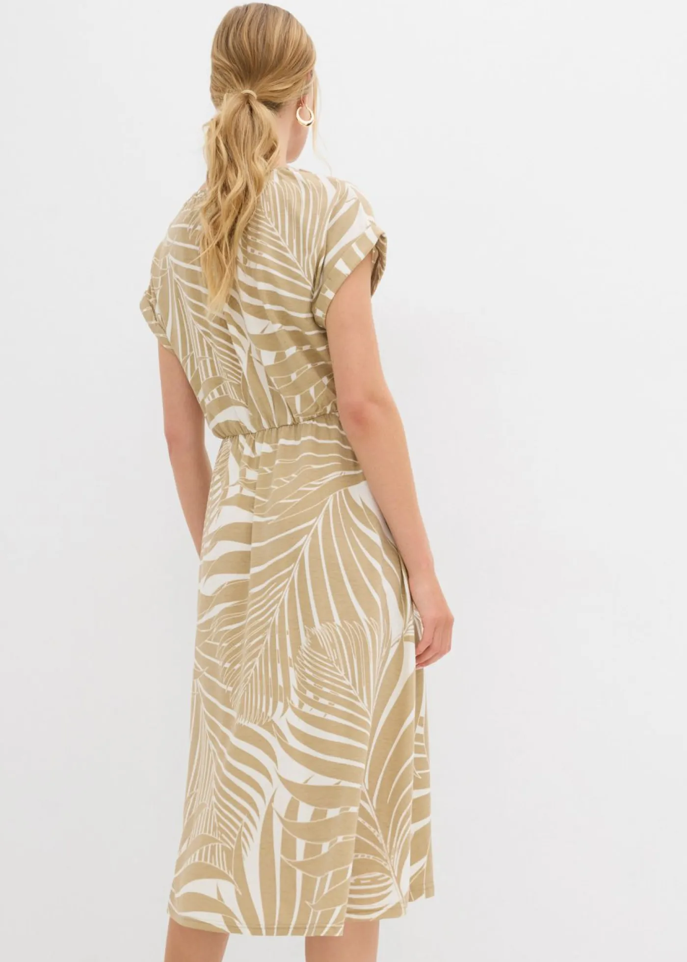 bonprix bonprix Vestidos>Vestido de punto de mezcla de viscosa fluida blanco lana-beige nuevo