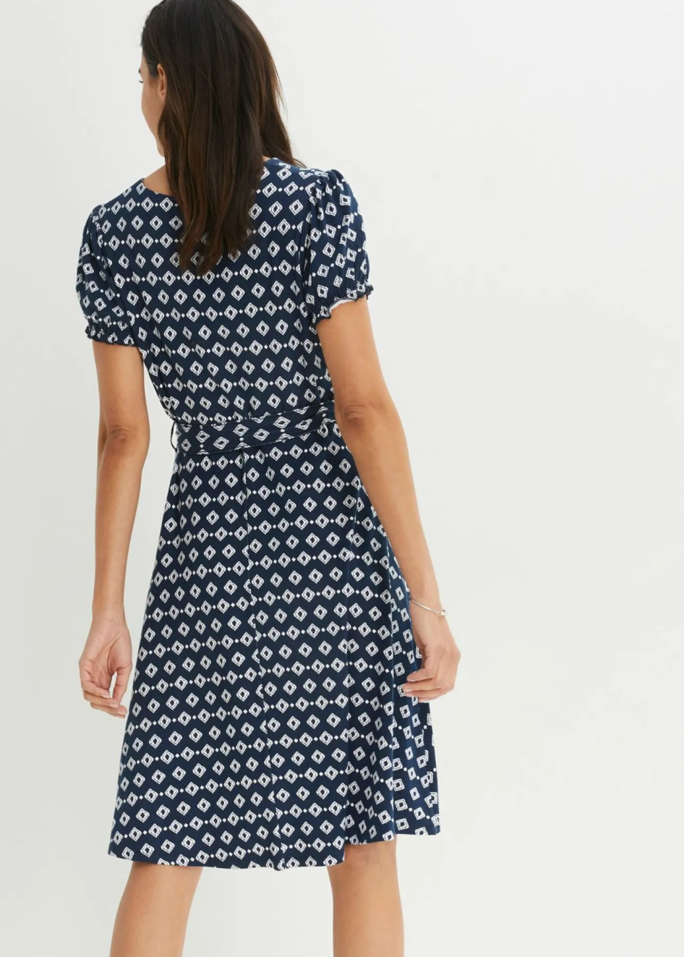 bonprix bonprix Vestidos|Novedades>Vestido de punto de mezcla de viscosa Rojo avellana/blanco estampado