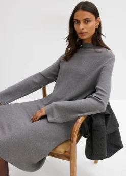 Mujer bonprix bonprix Vestido de punto de mezcla de viscosa con línea en A