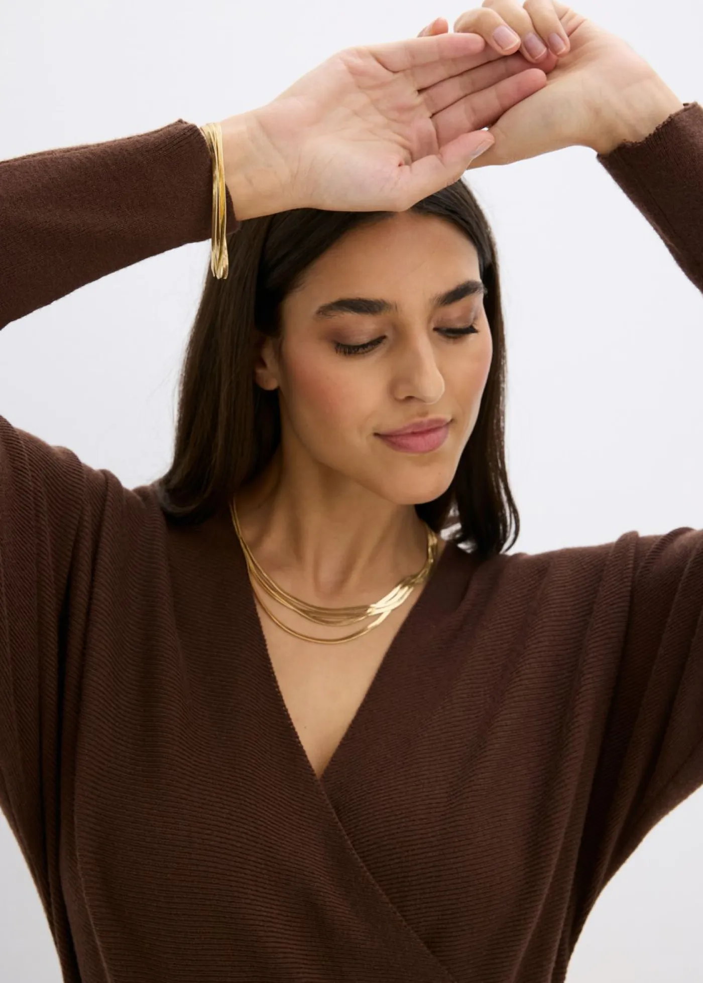 bonprix bonprix Vestidos|Ropa De Punto>Vestido de punto de mezcla de viscosa fluida marrón