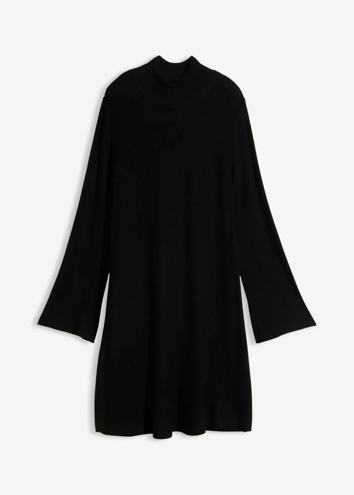 bonprix bonprix Esenciales|Vestidos>Vestido de punto de mezcla de viscosa con línea en A Negro