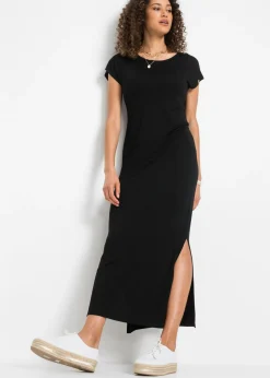 bonprix bonprix Vestidos|Tallas Pequeñas>Vestido de punto de mezcla fluida de viscosa y elastano Negro