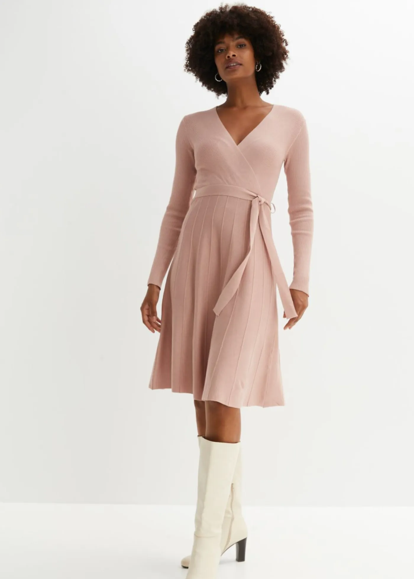 bonprix bonprix Vestidos|Ropa De Punto>Vestido de punto de mezcla de viscosa rosa pálido