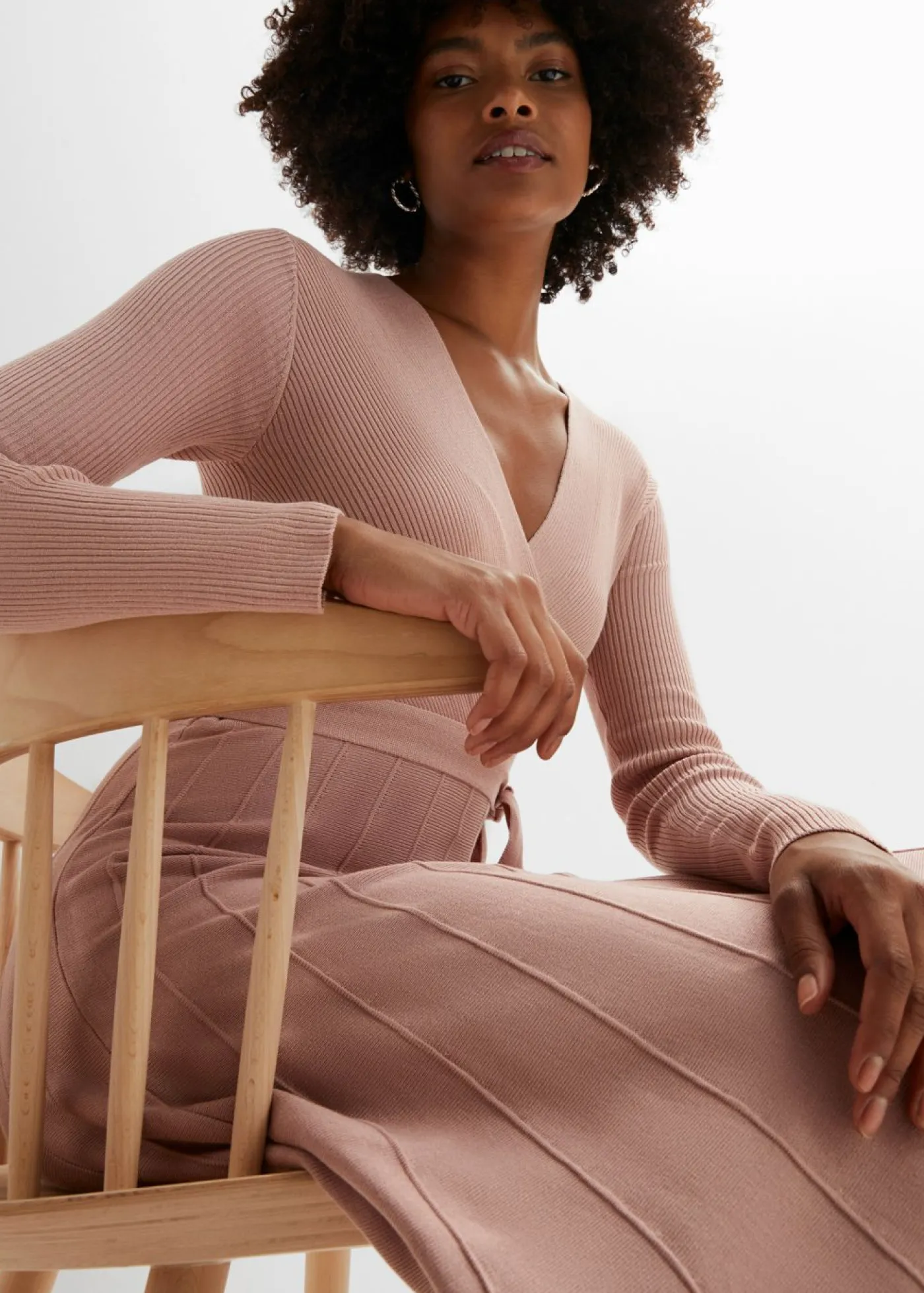 bonprix bonprix Vestidos|Ropa De Punto>Vestido de punto de mezcla de viscosa rosa pálido