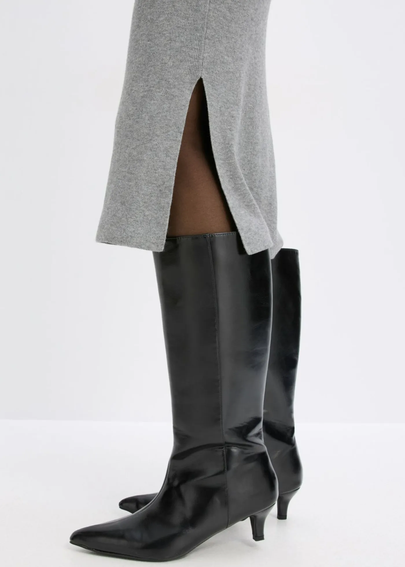 bonprix bonprix Vestidos|Ropa De Punto>Vestido de punto de mezcla de viscosa fluida Gris jaspeado