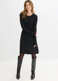 bonprix bonprix Vestidos|Ropa De Punto>Vestido de punto de mezcla de viscosa Negro