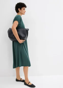 Mujer bonprix bonprix Vestido de punto de mezcla de viscosa con escote en V