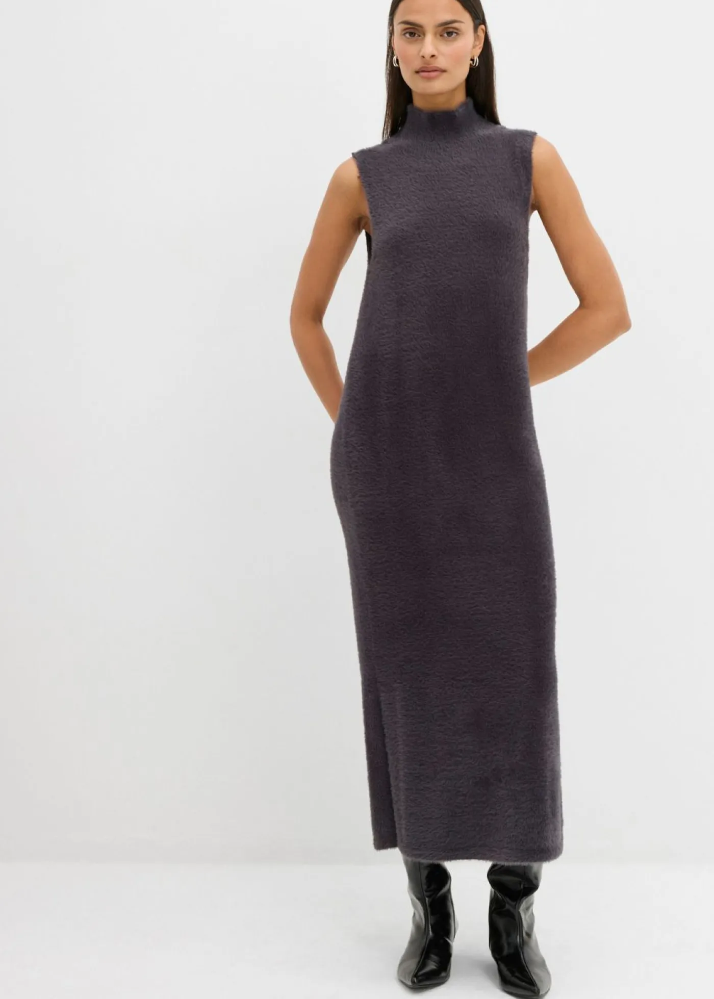 bonprix bonprix Esenciales|Vestidos>Vestido de punto de mezcla de viscosa Antracita jaspeado