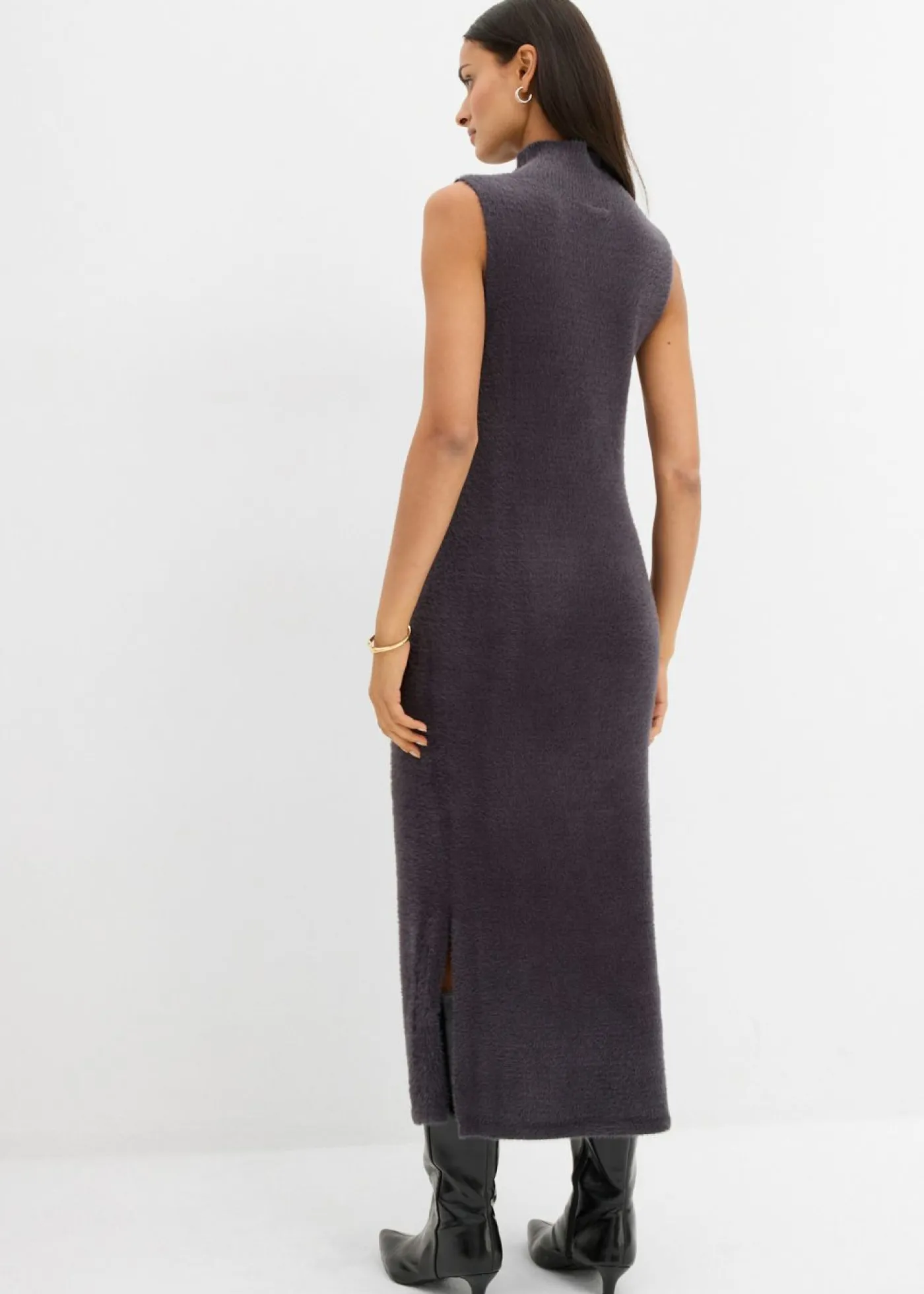 bonprix bonprix Esenciales|Vestidos>Vestido de punto de mezcla de viscosa Antracita jaspeado